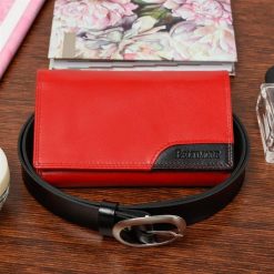 Damski Zestaw skórzany premium pasek portfel P90. Paski damskie bez wzorów. Za 99.90 zł.