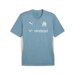 Męska koszulka treningowa Olympique Marsylia PUMA Bold Blue Putty Beige. Brązowe koszulki sportowe męskie Puma, m, bez wzorów, bez kołnierzyka, bez ramiączek, do piłki nożnej. Za 212.00 zł.