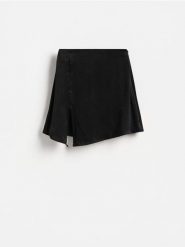 Spódnica mini z lyocellem - czarny. Czarne spódnice damskie Reserved, l, bez wzorów, z lyocellu, mini, trapezowe. Za 109.99 zł.