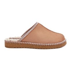 Inblu Obuwie Domowe Kapcie Z Haftem Damskie Camel brązowe. Brązowe kapcie damskie bez wzorów. Za 160.24 zł.