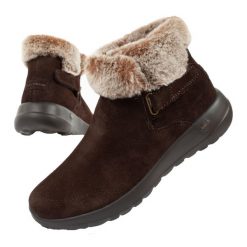 Buty zimowe damskie Skechers On-The-Go. Brązowe obuwie sportowe damskie Skechers, bez wzorów, ze skóry, trekkingowe. Za 239.00 zł.