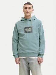 Jack & Jones Bluza Jjrain Sweat Hood 12288098 Turkusowy Regular Fit. Niebieskie bluzy męskie Jack & Jones, m, bez wzorów, z bawełny, bez kaptura. Za 159.99 zł.