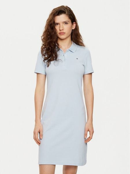 Tommy Hilfiger Sukienka codzienna WW0WW43228 Niebieski Slim Fit. Niebieskie sukienki damskie Tommy Hilfiger, na co dzień, s, bez wzorów, z bawełny, bez kołnierzyka, bez ramiączek, proste. Za 299.99 zł.