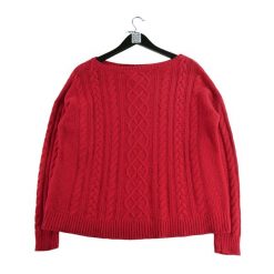 Damski czerwony sweter z wełny. Czerwone swetry damskie Ralph Lauren, l, bez wzorów, z materiału, eleganckie, bez kołnierzyka, bez ramiączek, bez kaptura. Za 59.60 zł.