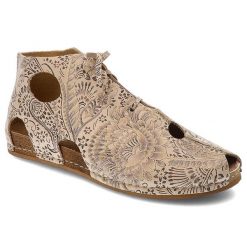 Beżowe Trzewiki Maciejka Stylowe Obuwie Damskie. Brązowe półbuty damskie Maciejka, bez wzorów, ze skóry, eleganckie, bez obcasa, bez zapięcia. Za 399.00 zł.