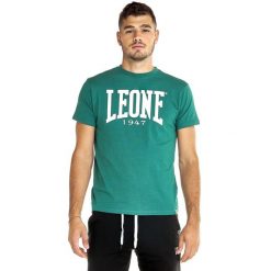 Koszulka na co dzień na siłownię. Zielone koszulki sportowe męskie LEONE 1947 APPAREL, bez wzorów, z bawełny, bez kołnierzyka, bez ramiączek, na fitness i siłownię. W wyprzedaży za 98.51 zł.