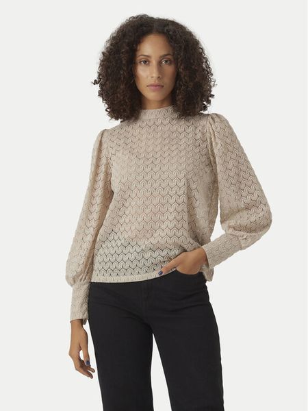 Vero Moda Bluzka Becca 10302894 Beżowy Regular Fit. Brązowe bluzki damskie Vero Moda, s, bez wzorów, z syntetyku, bez kołnierzyka, bez ramiączek. Za 59.99 zł.