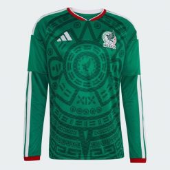 Koszulka domowa z długim rękawem Meksyk 26. Zielone koszulki sportowe męskie Adidas, bez wzorów, bez kołnierzyka, bez ramiączek, do piłki nożnej, climacool (adidas). Za 479.00 zł.