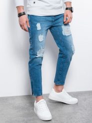 Ombre Spodnie męskie jeansowe - indygo P1028 XL. Spodnie materiałowe męskie Ombre, m, bez wzorów, z jeansu. Za 49.99 zł.