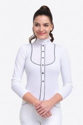 Koszulka do zawodów jeździeckich damska GENTLE RIVER. Białe t-shirty i topy dla dziewczynek CAVALLIERA, bez wzorów, z materiału, bez ramiączek. Za 255.00 zł.
