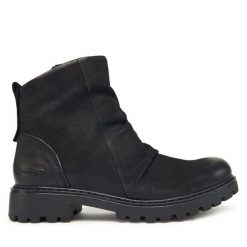 Botki Josef Seibel. Czarne botki damskie Josef Seibel, bez obcasa, na płaskiej podeszwie, bez zapięcia. Za 409.99 zł.