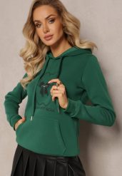 Zielona Bluza Kangurka ze Ściągaczami z Nadrukiem i Polarem Simunsa. Zielone bluzy damskie Renee, l, bez wzorów, z polaru, bez kaptura. Za 79.99 zł.