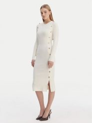 Guess Sukienka dzianinowa W6RK06 Z2YJ2 Écru Regular Fit. Sukienki damskie Guess, l, z aplikacjami, z dzianiny, bez kołnierzyka, bez ramiączek. Za 659.99 zł.