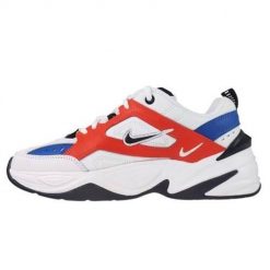Buty do chodzenia damskie Nike M2k Tekno Summit White Black Team Orange. Białe obuwie sportowe damskie Nike, bez wzorów, z materiału, trekkingowe. Za 419.99 zł.