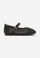 Czarne Balerinki z Siateczkową Cholewką i Cyrkoniami Olivinia. Czarne baleriny dziewczęce Born2be, bez wzorów, z jeansu, eleganckie, bez zapięcia. Za 54.99 zł.