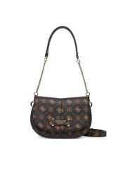 Guess Torebka Carrie Logo HWGP98 98200 Brązowy. Brązowe torebki do ręki damskie Guess, z aplikacjami, ze skóry, bez dodatków. Za 589.99 zł.