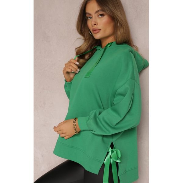 Zielona Bluza Oversize z Kapturem Liiza. Zielone bluzy damskie Renee, m, bez wzorów, z bawełny, z kapturem. Za 69.99 zł.