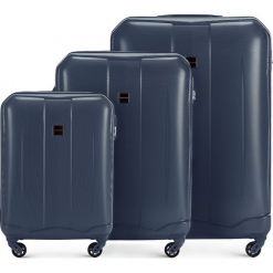 Zestaw walizek 56-3A-37S-90. Niebieskie walizki damskie Wittchen, z gumy. Za 499.41 zł.