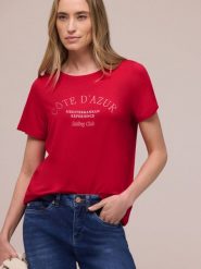 Street One Koszulka Kobiety wiskoza czerwony, 38. Czerwone t-shirty damskie Street One, bez wzorów, z wiskozy, street, bez kołnierzyka. Za 89.95 zł.