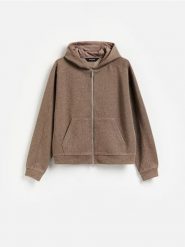 Rozpinana bluza z kapturem - brązowy. Brązowe bluzy męskie Reserved, l, bez wzorów, z bawełny, z kapturem. Za 129.99 zł.