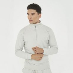 Bluza sportowa z bawełny F CLUB jasnoszara z 1/4 zamkiem. Szare bluzy męskie Legea, xl, bez wzorów, z bawełny, bez kaptura, na fitness i siłownię. Za 100.00 zł.