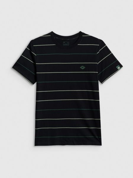 4F T-shirt regular z nadrukiem męski - czarny S. Czarne t-shirty męskie 4f, m, bez wzorów, z dzianiny, klasyczne, bez kołnierzyka. W wyprzedaży za 39.99 zł.