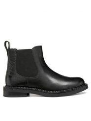Geox Sztyblety D Serilda D66WYA 4340 C9999 Czarny. Czarne botki damskie Geox, ze skóry, bez obcasa, na płaskiej podeszwie, bez zapięcia. Za 589.99 zł.