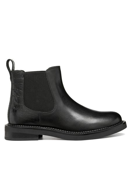 Geox Sztyblety D Serilda D66WYA 4340 C9999 Czarny. Czarne botki damskie Geox, bez obcasa, na płaskiej podeszwie, bez zapięcia. Za 589.99 zł.