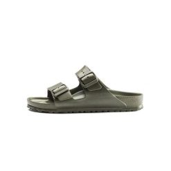 Klapki damskie Birkenstock Arizona Birkoflor. Zielone klapki damskie Birkenstock, bez wzorów, z materiału, bez obcasa. Za 357.00 zł.