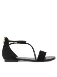 Jenny Fairy Sandały LESLEY WS5295-14 Czarny. Czarne sandały damskie Jenny Fairy, bez wzorów, z materiału, bez obcasa, na płaskiej podeszwie, bez zapięcia. Za 99.99 zł.