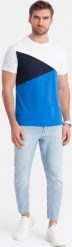 Ombre T-shirt męski trójkolorowy bawełniany - biało-niebieski V4 OM-TSCT-0174 L. Białe t-shirty męskie Ombre, l, bez wzorów, z bawełny, bez kołnierzyka. Za 59.99 zł.