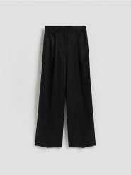 Lniane spodnie - czarny. Czarne spodnie materiałowe damskie Reserved, l, bez wzorów. Za 239.99 zł.