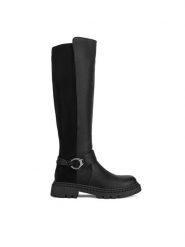 Clara Barson Oficerki WS6102-15 Czarny. Czarne kozaki damskie Clara Barson, ze skóry, bez obcasa, na płaskiej podeszwie. Za 179.99 zł.