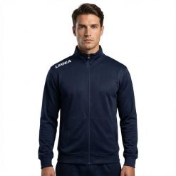 Męska Bluza do Biegania z Elastycznym Kapturem Niebieska RETYL. Niebieskie bluzy męskie Legea, l, bez wzorów, z bawełny, bez kaptura, do biegania. Za 96.00 zł.