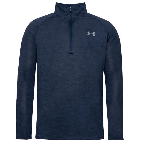 Bluza fitness męska Under Armour Tech 2.0 1/2 Zip. Niebieskie bluzy sportowe męskie Under Armour, bez zapięcia, na fitness i siłownię. Za 240.50 zł.