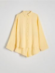 Dwuczęściowa piżama - żółty. Żółte piżamy damskie Reserved, l, bez wzorów, z bawełny, bez ramiączek. W wyprzedaży za 65.99 zł.