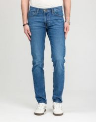 MĘSKIE SPODNIE LEE DAREN BLUE BREEZE 112378302. Niebieskie spodnie materiałowe męskie Lee, l, bez wzorów, z jeansu. Za 219.99 zł.