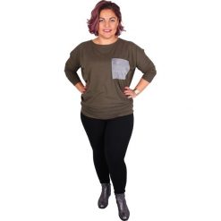 Kimonowa bluzka angora z kieszenią oversize khaki NOWOŚĆ. Bluzki damskie marki Moda Size Plus Iwanek. Za 95.00 zł.
