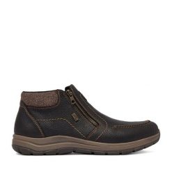 Botki Rieker. Brązowe botki męskie Rieker, bez wzorów, bez zapięcia. Za 449.99 zł.
