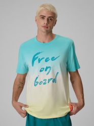 4F T-shirt regular z nadrukiem męski - multikolor M. T-shirty męskie 4f, m, bez wzorów, z jeansu, klasyczne, bez kołnierzyka. Za 89.99 zł.