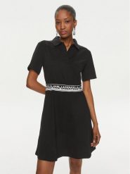 KARL LAGERFELD Sukienka codzienna 241W1350 Czarny Regular Fit. Czarne sukienki damskie KARL LAGERFELD, na co dzień, l, bez wzorów, z bawełny, bez kołnierzyka, bez ramiączek, proste. Za 849.99 zł.