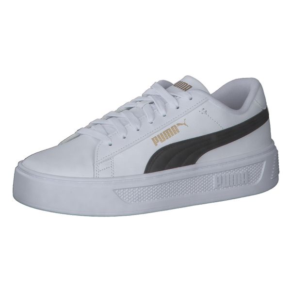 Buty do chodzenia damskie Puma SMASH PLATFORM V3. Białe obuwie sportowe damskie Puma, bez wzorów, trekkingowe. Za 254.00 zł.