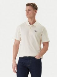 Calvin Klein Jeans Polo Easy Monologo LV04RF209G Beżowy Regular Fit. Brązowe koszulki polo męskie Calvin Klein Jeans, m, bez wzorów, z bawełny, bez ramiączek. Za 329.99 zł.