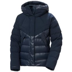 Damska kurtka puchowa Helly Hansen Bliss. Niebieskie kurtki damskie Helly Hansen, na zimę, bez wzorów, z puchu, bez kaptura. W wyprzedaży za 1,275.50 zł.