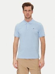 Gant Polo Shield Piqué 2210 Błękitny Regular Fit. Niebieskie koszulki polo męskie GANT, m, bez wzorów, z bawełny, bez ramiączek. Za 249.99 zł.