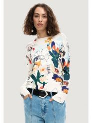 Desigual Sweter Nantes Lacroix 26SWJF35 Écru Regular Fit. Swetry damskie Desigual, l, bez wzorów, z syntetyku, bez kołnierzyka, bez ramiączek, bez kaptura. Za 429.99 zł.