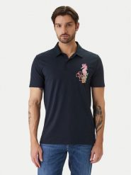 Guess Polo F6GP01 K8FQ4 Granatowy Regular Fit. Niebieskie koszulki polo męskie Guess, m, z aplikacjami, z bawełny, bez ramiączek. Za 219.99 zł.