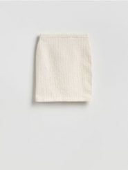 Spódnica mini - złamana biel. Spódnice damskie Reserved, l, bez wzorów, z bawełny, mini, proste. Za 119.99 zł.