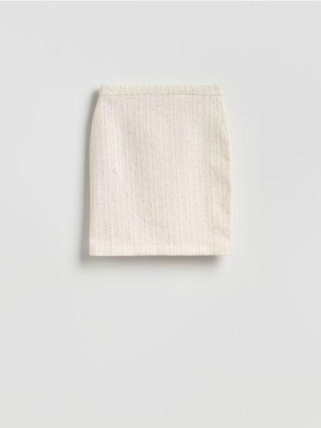 Spódnica mini - złamana biel. Spódnice damskie Reserved, l, bez wzorów, z bawełny, mini, proste. Za 119.99 zł.