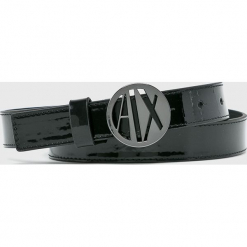 Armani Exchange - Pasek. Czarne paski damskie Armani Exchange, w paski, z materiału. W wyprzedaży za 259.90 zł.